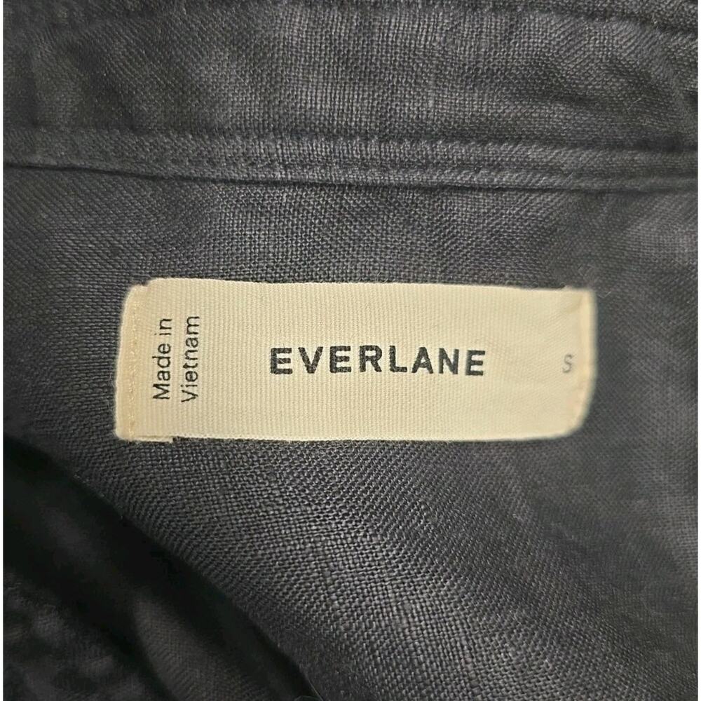 Everlane The Daytripper Shirt Dress Black 100% European Flax Linen High-Low Sz S - Picture 7 of 11